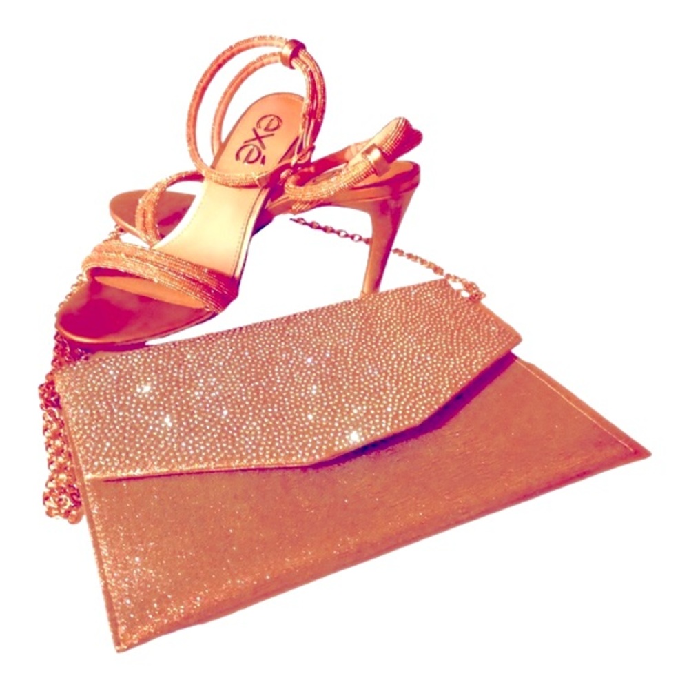 EXE’ High Heels Gold Sandals -Evening Handbag - Picture 4 of 12